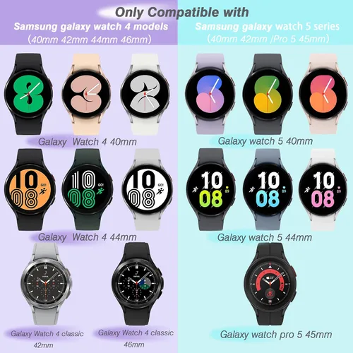 Miniatura 2 de HSWAI Paquete de 10 correas sin brecha compatibles con Samsung Galaxy Watch 7 6 5 4 FE Band 1.575 in 1.732 in/Galaxy Watch 5 Pro 1.772 in/Galaxy