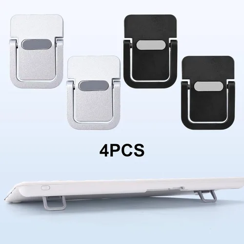 Miniatura 3 de Penitue 4pcs Mini Keyboard Riser, Self-Adhesive Portable Small Laptop Tilt Stand Zinc Alloy Lifter Feet Foldable & Invisible Computer Notebook