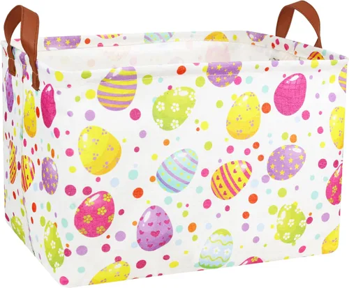 Miniatura 9 de Cestas de Pascua de dinosaurio grandes para niños, cesta de Pascua personalizada para bebé, color azul, decoración de primavera para niños