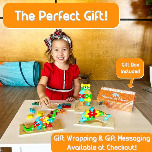 Miniatura 3 de Montessori Mama Rompecabezas de madera para niños de 2 a 4 años, juguetes Montessori para niños de 3 años, juguetes de animales para niños pequeños