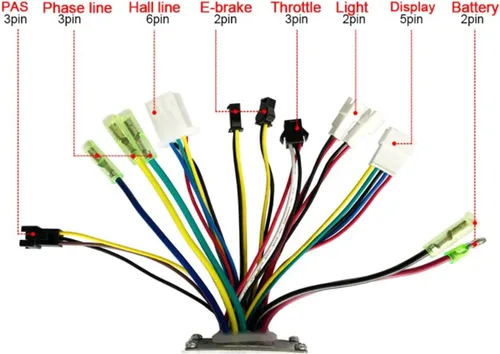 Miniatura 2 de Controlador de motor de CC con mazo de cables Controlador de motor Batería de litio para 36V 48V 17A eléctrico