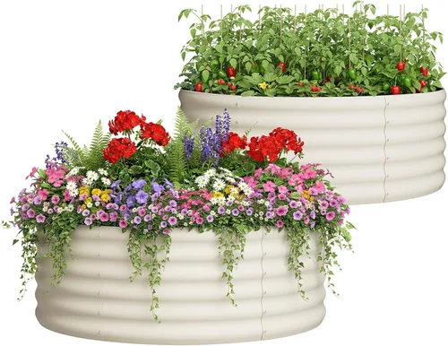 Miniatura 13 de Paquete de 2 camas de jardín elevadas galvanizadas de 2 x 1 pies, cama para macetas al aire libre, jardinera de metal para jardinería y plantación