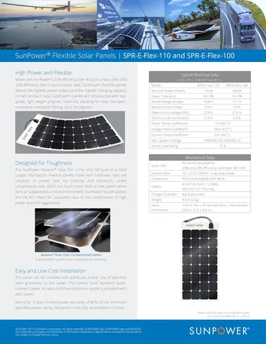 Miniatura 6 de ExpertPower Panel solar flexible de 100 W Módulo de alta eficiencia con células solares monocristalinas Maxeon para aplicaciones de carga de RV
