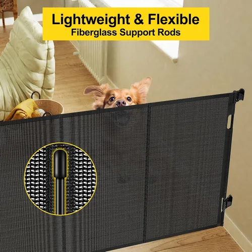 Miniatura 3 de Puertas retráctiles reforzadas para bebés de 42" de alto x 100" extra anchas para entradas de puertas, puerta extra alta para mascotas con barras
