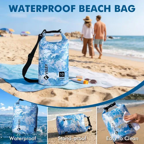 Miniatura 3 de VILLEY Bolsa seca impermeable de 20L, saco con tapa enrollable que mantiene el equipo seco, saco ligero para kayak, navegación, camping, natación