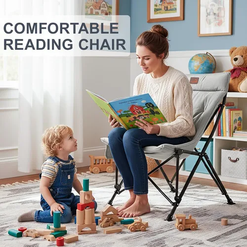 Miniatura 6 de Silla platillo para adultos, portátil, plegable, cómoda, para dormitorio, lectura, sala de estar, con bolsa de almacenamiento
