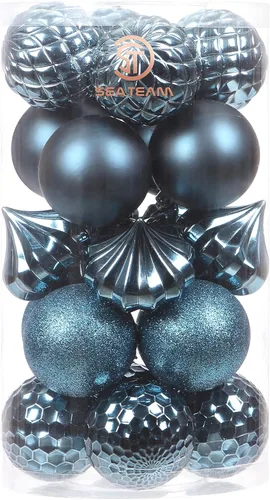 Miniatura 9 de Sea Team Paquete de 21 adornos de bolas de Navidad con cuerdas, esferas de tamaño grande de 80mm/3.15 pulgadas, bombillas de Navidad de plástico
