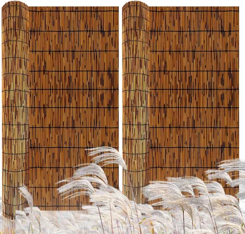 Miniatura 18 de Cercado de Caña Natural, Pantalla de Caña de 4 PIES X 16.4 PIES, Pantalla de Caña para Balcón, Cerca de Pantalla de Bambú para Patio Trasero al Aire