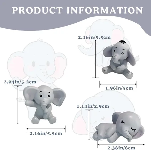 Miniatura 2 de Figuras miniatura de elefante, resina en miniatura, decoración de elefante, lindo adorno para tartas, figuras de animales pequeños, decoraciones