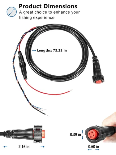 Miniatura 7 de 010-12445-00 Cable de alimentación/datos roscado de 4 pines para Garmin echoMAP Chirp, ECHOMAP Plus UHD, GPSMAP, Panoptix