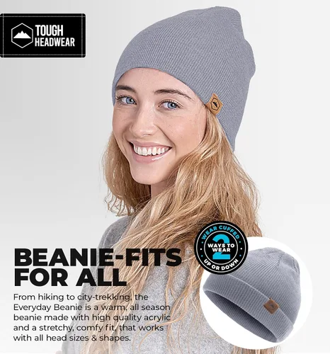 Miniatura 19 de Tough Headwear Daily Knit Beanie – Gorros para hombre – Sombreros de invierno para hombres y mujeres – Sombreros de punto cálidos para clima frío