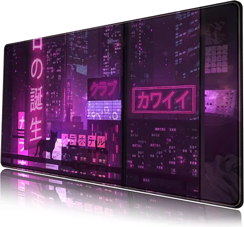 Miniatura 7 de Alfombrilla de mouse japonesa para juegos, color morado, XXL, extendida, anime, genial, grande, para teclado, mouse, alfombrilla de escritorio