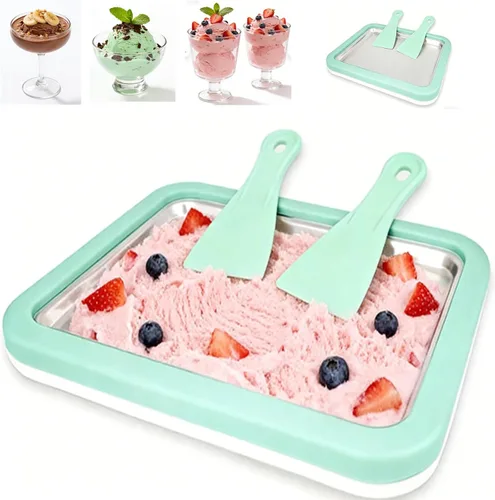 Máquina de helados enrollados, máquina de helado instantáneo, sartén/rollo de gelato instantáneo, placa fría de acero inoxidable SUS304 de grado