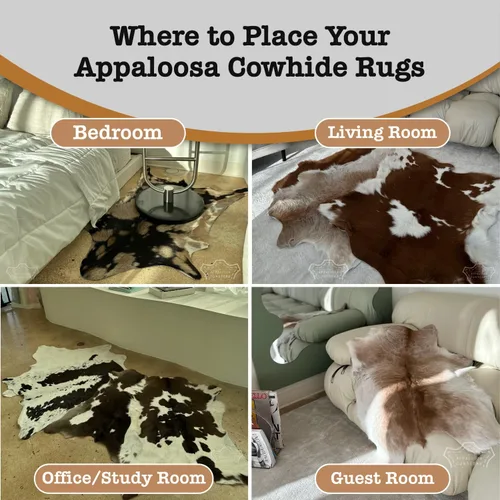 Miniatura 5 de Calf Hides Colección de alfombras de cuero de vacuno, alfombras de piel de vaca natural para sala de estar y dormitorio, alfombra estética