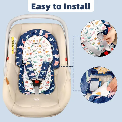 Miniatura 7 de Soporte para la cabeza del asiento de automóvil para bebé, cojín mejorado 2 en 1 para asiento de automóvil infantil y fundas de correa para niños