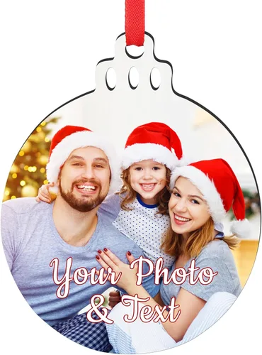 Miniatura 45 de Paquete de 4 adornos de Navidad personalizados 2025 de cerámica personalizada con foto y texto para decoración de árbol de Navidad, primera Navidad