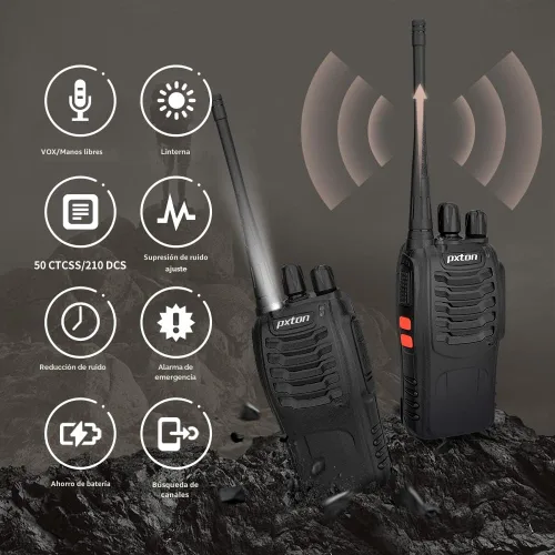 Miniatura 5 de pxton Walkie talkies para adultos de largo alcance con auricular mejorado, radios walkie talkies recargables portátiles de dos vías con cargador