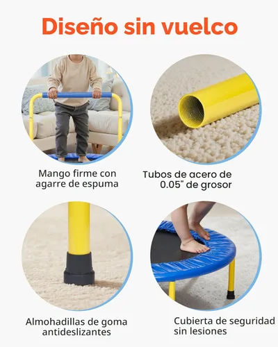 Miniatura 3 de VEVOR 3FT Trampoline for Kids, 36" Trampolines Indoor/Outdoor Trampoline for Toddlers, Foldable Mini Baby Jump Toy with Foam Handle, Recreational