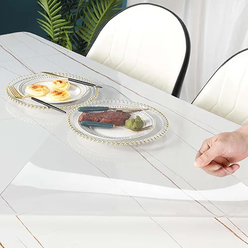Miniatura 4 de WEIGE Mantel rectangular transparente de 16 x 24 pulgadas, transparente, impermeable, de plástico grueso, protector de mesa de comedor, protector