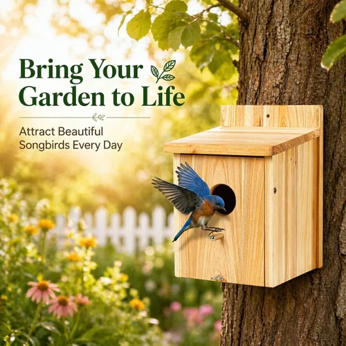 Miniatura 8 de Casas de madera para pájaros para pajareras exteriores, nido Bluebird House para cardenales, pinzón, Wren, golondrina, para ver el jardín, 1B