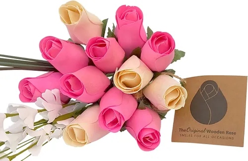 Miniatura 11 de Ramos originales de rosas de madera en 1, 2, o 3 docenas, Madera de abedul, 1 Docena