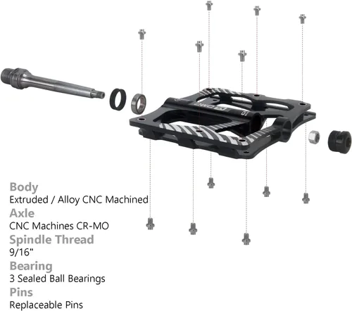 Miniatura 6 de OMC MTB Lightweight Aluminum Alloy Pedals Mountain Bike Pedals 3 Bearing Non-Slip Bicycle Platform Pedals for BMX MTB 9/16