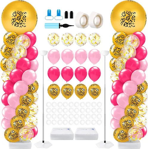 Miniatura 39 de Kasyat Juego de 2 soportes de columna de globos para fiesta de arañas con 2 arañas y 100 globos de látex rojos, azules y negros, soportes de arco