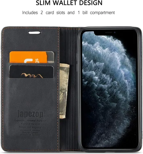 Miniatura 4 de japezop Funda para iPhone 11 Pro, iPhone 11 Pro funda tipo cartera para mujeres u hombres con [bloqueo RFID] soporte para tarjetas de crédito, funda