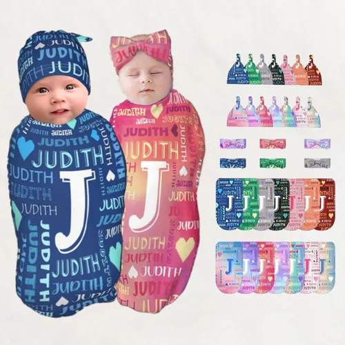 Miniatura 13 de Juego de canastillas personalizadas para niños y niñas, suave manta personalizada para bebé de 0 a 3 meses para recién nacido Color-01