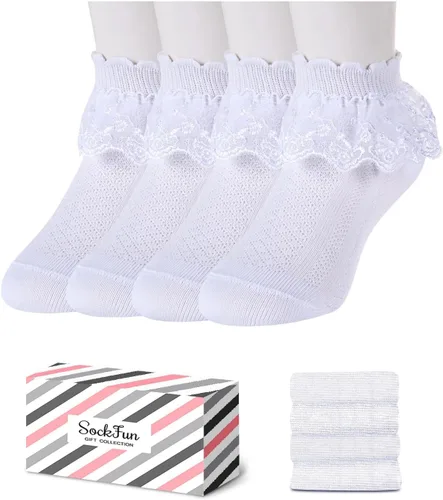 Miniatura 15 de sockfun Calcetines con volantes para bebé, calcetines de encaje con volantes para niños pequeños y niñas