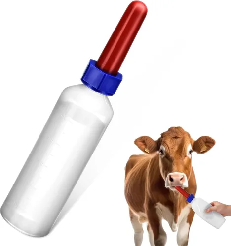 GANAZONO Biberón de silicona gruesa para terneros de 16.9 onzas, alimentador de leche a prueba de fugas para terneros recién nacidos, corderos,