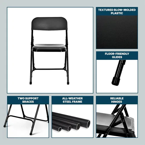 Miniatura 9 de OEF Furnishings OEF800 Series - Sillas plegables de plástico de alta resistencia, asientos ligeros y duraderos