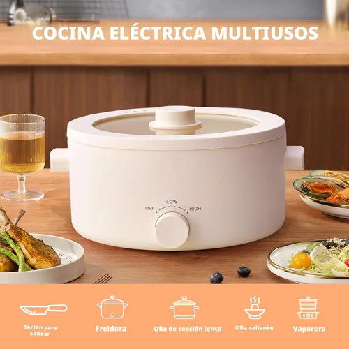 Miniatura 7 de Olla Caliente Eléctrica, Olla Eléctrica Portátil de 3L con Revestimiento Antiadherente de Cerámica, Cocina Romen Multifuncional de Doble Potencia