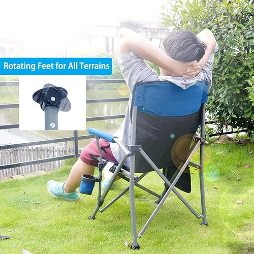 Miniatura 6 de Silla de camping para adultos, silla de césped plegable portátil para exteriores, silla de campamento resistente con soporte de hasta 330 libras