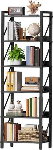 Miniatura 17 de HOOBRO Estantería, Librero Industrial de 3 Niveles, Estante de Libros Organizador de Almacenamiento, Estantería Pequeña con Marco de Metal para Sala