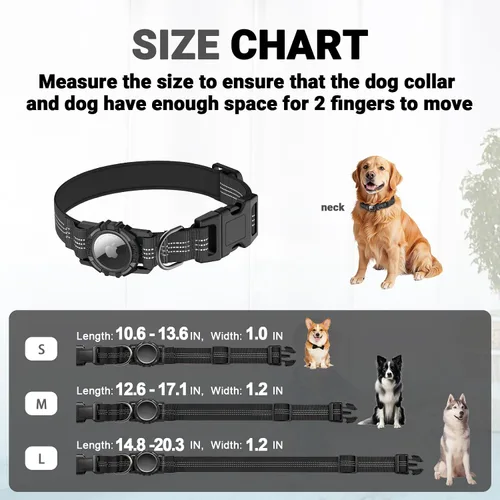 Miniatura 6 de Collar para Perros AirTag, Impermeable IP68 Collares para Perros con Air Tag Integrado Reflectantes, Ultra-Duradero, Cómodo Acolchado, Collares