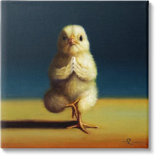Miniatura 12 de Stupell Industries Lienzo decorativo para pared con diseño de pollitos de yoga y animales de granja, diseño de Lucia Heffernan, 17 x 17 pulgadas