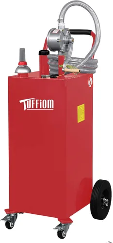 Miniatura 11 de TUFFIOM Carrito de gas portátil de 30 galones con ruedas giratorias, tanque de almacenamiento de combustible, lata diésel de gasolina con bomba