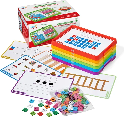 hand2mind Conjunto de Trabajo de Palabras de Fonética Avanzada para Grupos Pequeños, Fichas de Letras Magnéticas, Bandejas de Letras Magnéticas,