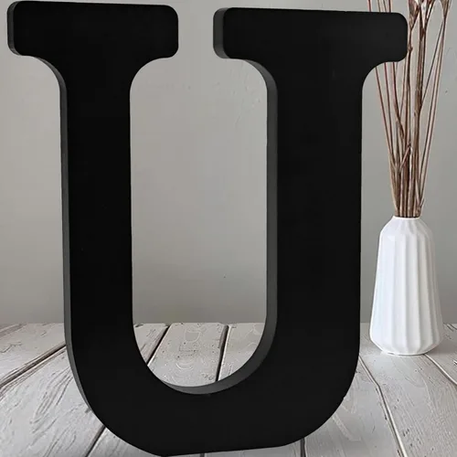 Miniatura 27 de AOCEAN Letras de madera negra de 12 pulgadas, letras de madera sin terminar para Halloween, letras decorativas de pie, tablero de señalización