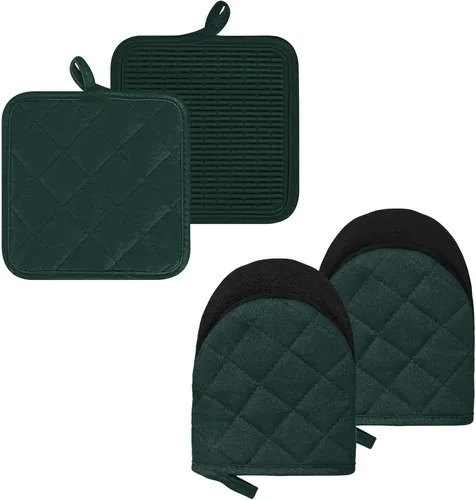 Miniatura 30 de 1 par de manoplas cortas para horno, guantes de silicona resistentes al calor para cocina, mini guantes de horno para 500 grados, superficies