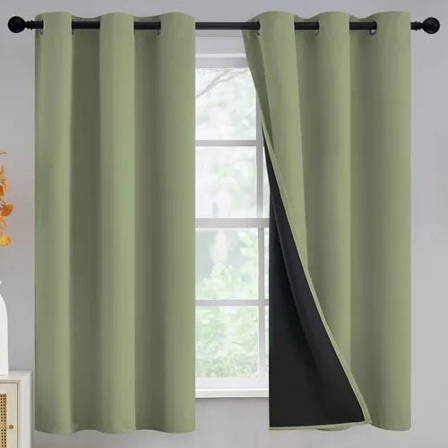 Miniatura 142 de Yakamok Cortinas negras, cortinas de ventana con aislamiento térmico y eficiencia energética para dormitorio, cortinas opacas completas y cortinas