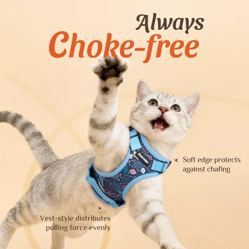 Miniatura 2 de Dooradar Juego de arnés y correa para gato, chaleco ajustable seguro a prueba de escapes, para caminar, chaqueta de malla suave y transpirable