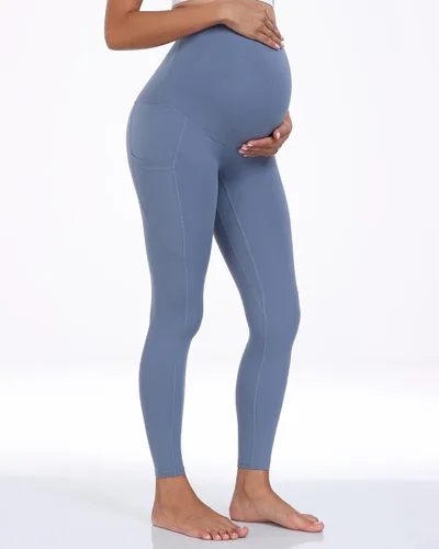 Miniatura 43 de WHOUARE Leggings de maternidad sobre el vientre con bolsillos para mujer, cintura alta, entrenamiento, pantalones de yoga