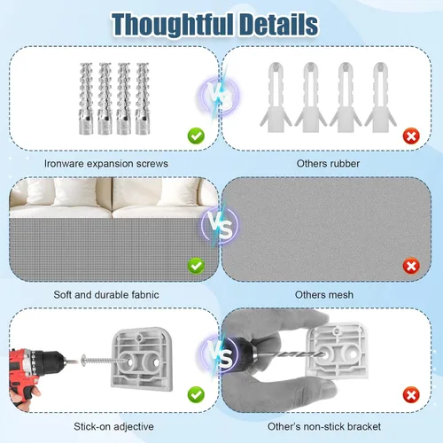 Miniatura 4 de Baby Gate Replacement Parts Kit, Baby Safety Barrier Hardware Wall Mounting Kit Dog Accessories with Brackets Hooks Latches Screws for Mesh Gate