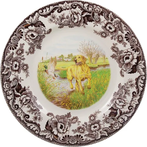 Miniatura 27 de Plato de cena Spode Woodland Red Grouse - 10.5" de loza fina, borde con flores británicas, diseño rústico de animales de caza fabricado