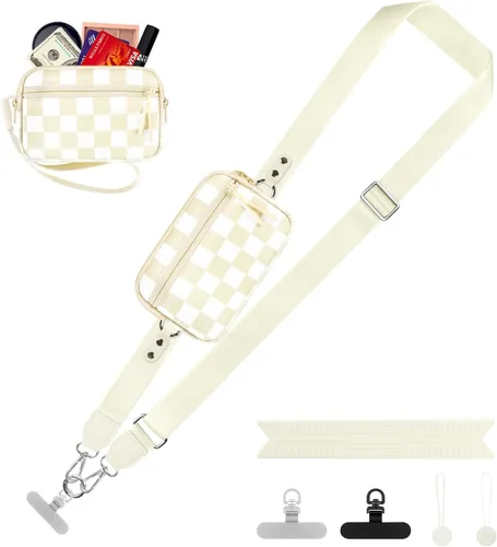 Miniatura 37 de YFWE Correa de clip and go para teléfono con cartera cruzada, cordón ajustable para teléfono con cartera RFID desmontable, correa universal