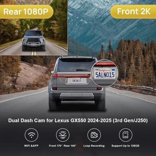Miniatura 2 de Fitcamx La cámara de tablero delantera 2K y trasera 1080P se adapta para Lexus GX550 2024-2026 Premium Luxury Overtail (Gen3/J250), aspecto OEM