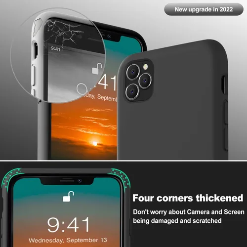 Miniatura 2 de Vooii Compatible con iPhone 11 Pro, silicona líquida suave de goma delgada, funda protectora de cuerpo completo con forro de microfibra suave
