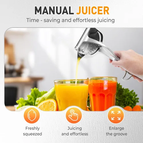 Miniatura 7 de Extractor de jugo de fruta fresca de aleación de aluminio, exprimidor manual de limón con agarre ergonómico para naranja, cítricos, granada, lima